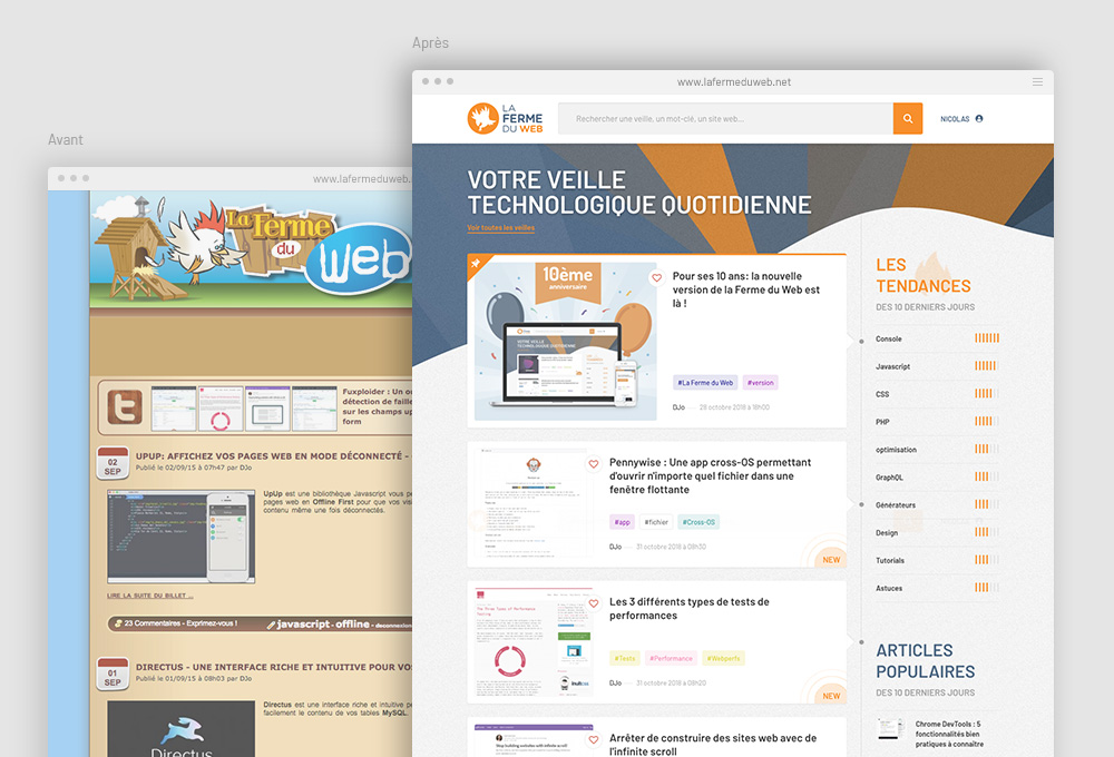 La Ferme du Web: Design avant - après